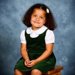 Close-up child photo — capturing unique features like curly hair and freckles for AI
